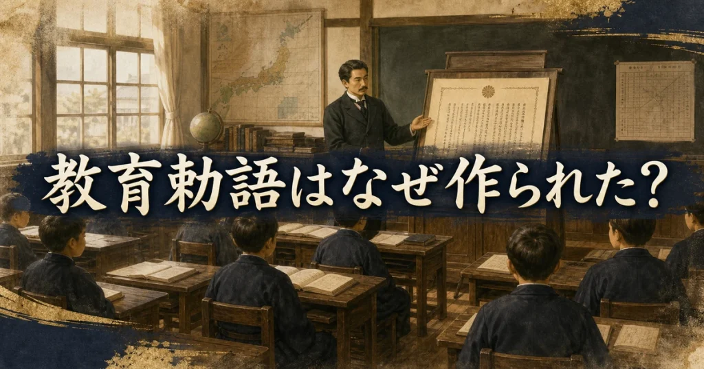 教育勅語はなぜ作られたのかを解説するアイキャッチ画像